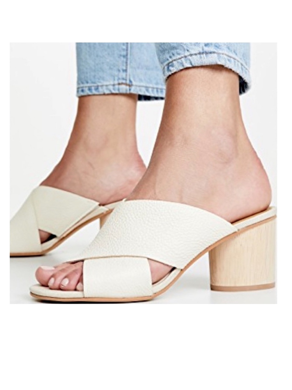 Dolce Vita Cream Leather Crisscross Block Heel Sandal